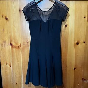 White House Black Market size 12 50s style sheer top black LBD Stretchy pinup❤️